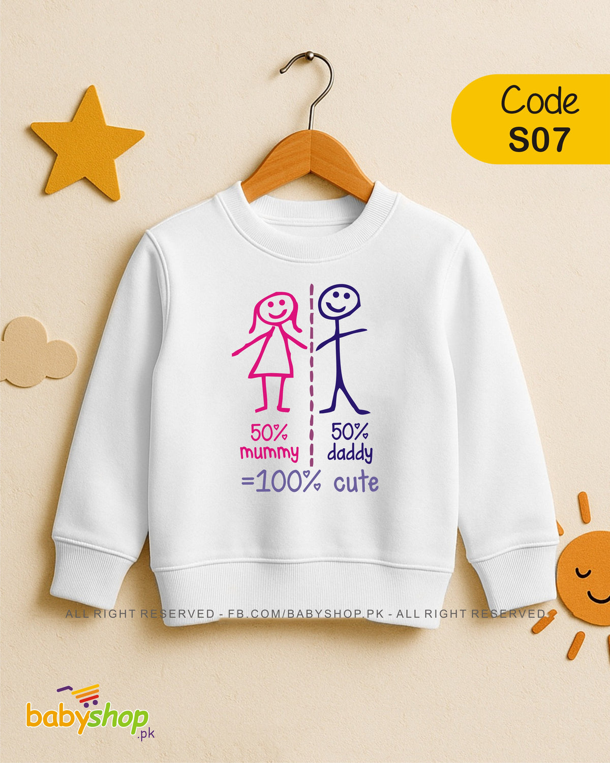 50%MUMMY 50%daddy=100%cute  baby sweat shirt