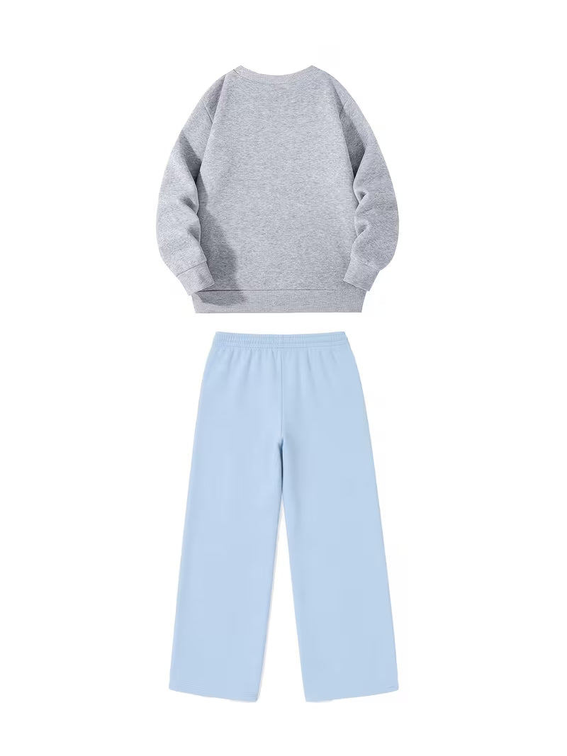 1set 2pcs this autumn winter boys casual outfit features neck sweatshirt and straight leg wide leg pants a stylish and look its suitable for school meals and outdoor