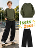 1set 2pcs this autumn winter boys casual outfit features neck sweatshirt and straight leg wide leg pants a stylish and look its suitable for school meals and outdoor