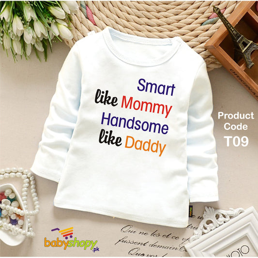 SMART LIKE MOMMY HANDSOME LIKE DADDY BABY SHIRT FULL SLEEVES
