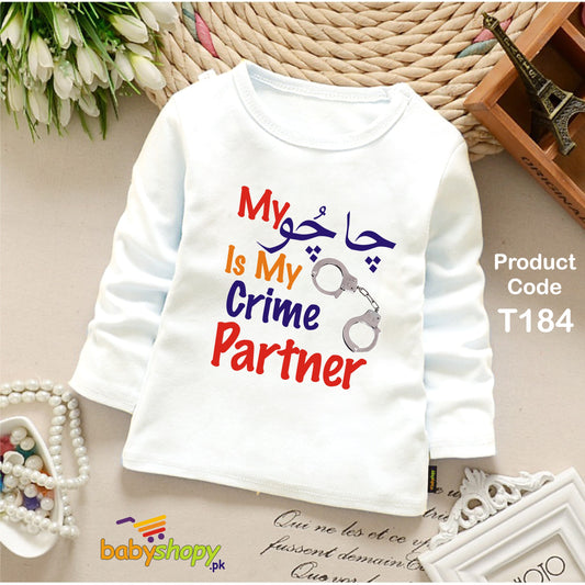 MY CACHU IS MY CRIME PARTNER BABY SHIRT FULL SLEEVES