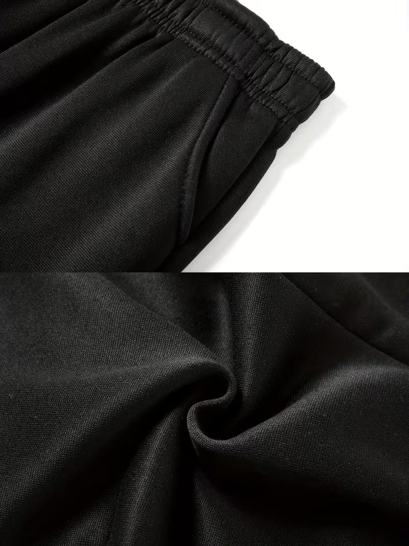 1set 2pcs this autumn winter boys casual outfit features neck sweatshirt and straight leg wide leg pants a stylish and look its suitable for school meals and outdoor black 5