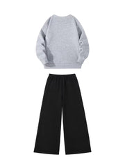 1set 2pcs this autumn winter boys casual outfit features neck sweatshirt and straight leg wide leg pants a stylish and look its suitable for school meals and outdoor