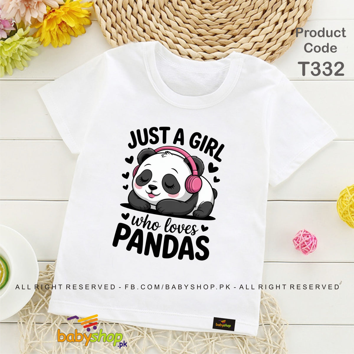 just a girl pandas baby tshirt