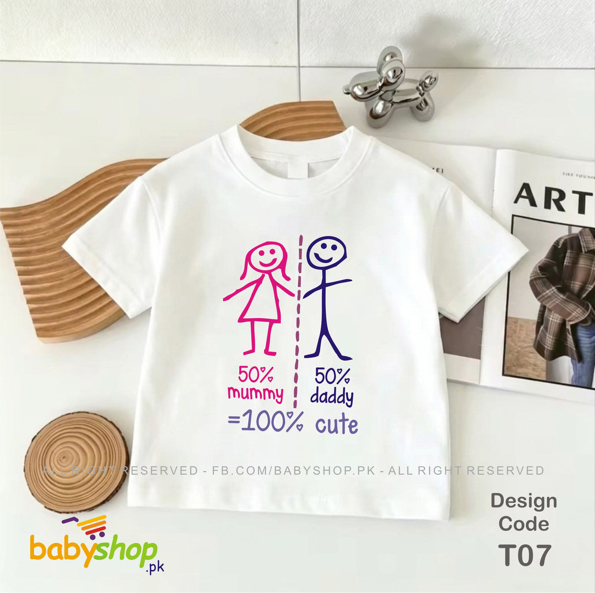 50mummy 50 daddy =100 cute baby t shirt