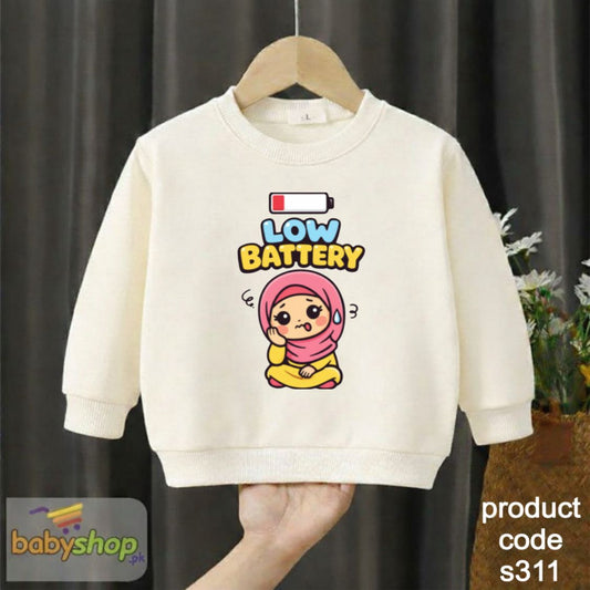 low battery baby girl sweat shirt