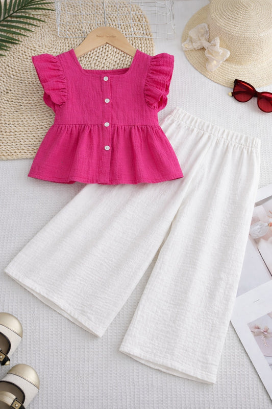 shocking pink frock style baby suite