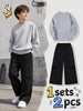 1set 2pcs this autumn winter boys casual outfit features neck sweatshirt and straight leg wide leg pants a stylish and look its suitable for school meals and outdoor
