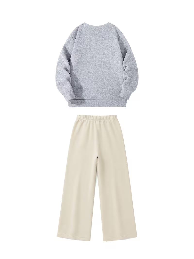 1set 2pcs this autumn winter boys casual outfit features neck sweatshirt and straight leg wide leg pants a stylish and look its suitable for school meals and outdoor