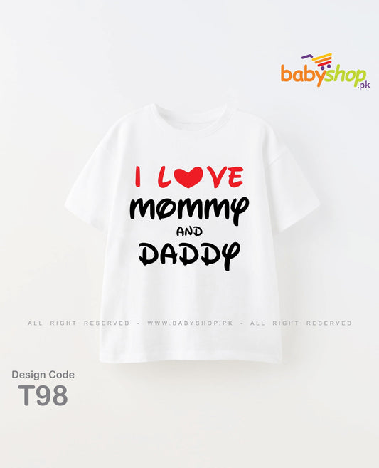 I love mommy and daddy baby t shirt